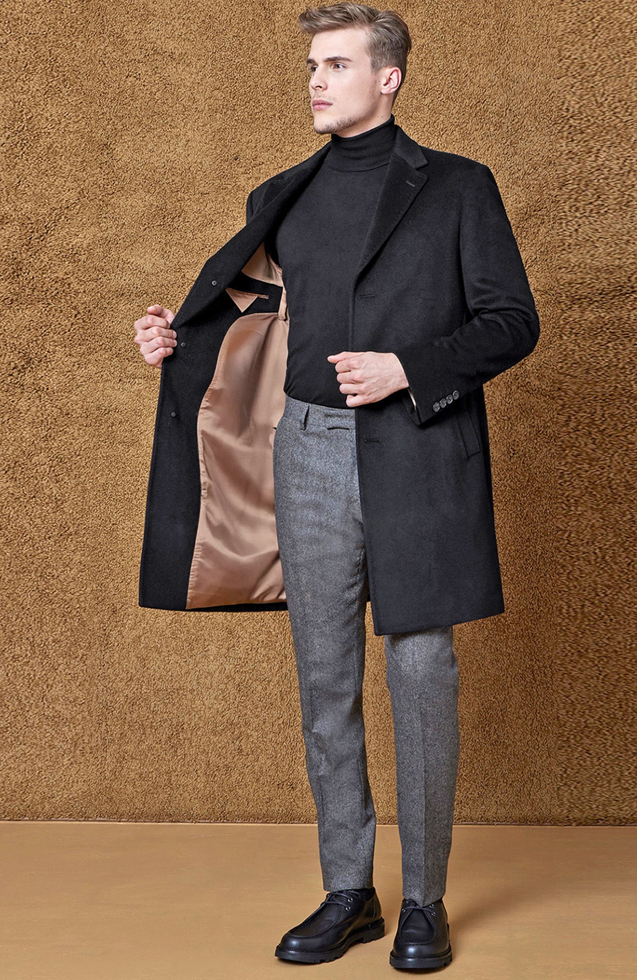 ST-PIERRE BLACK CASHMERE TOPCOAT