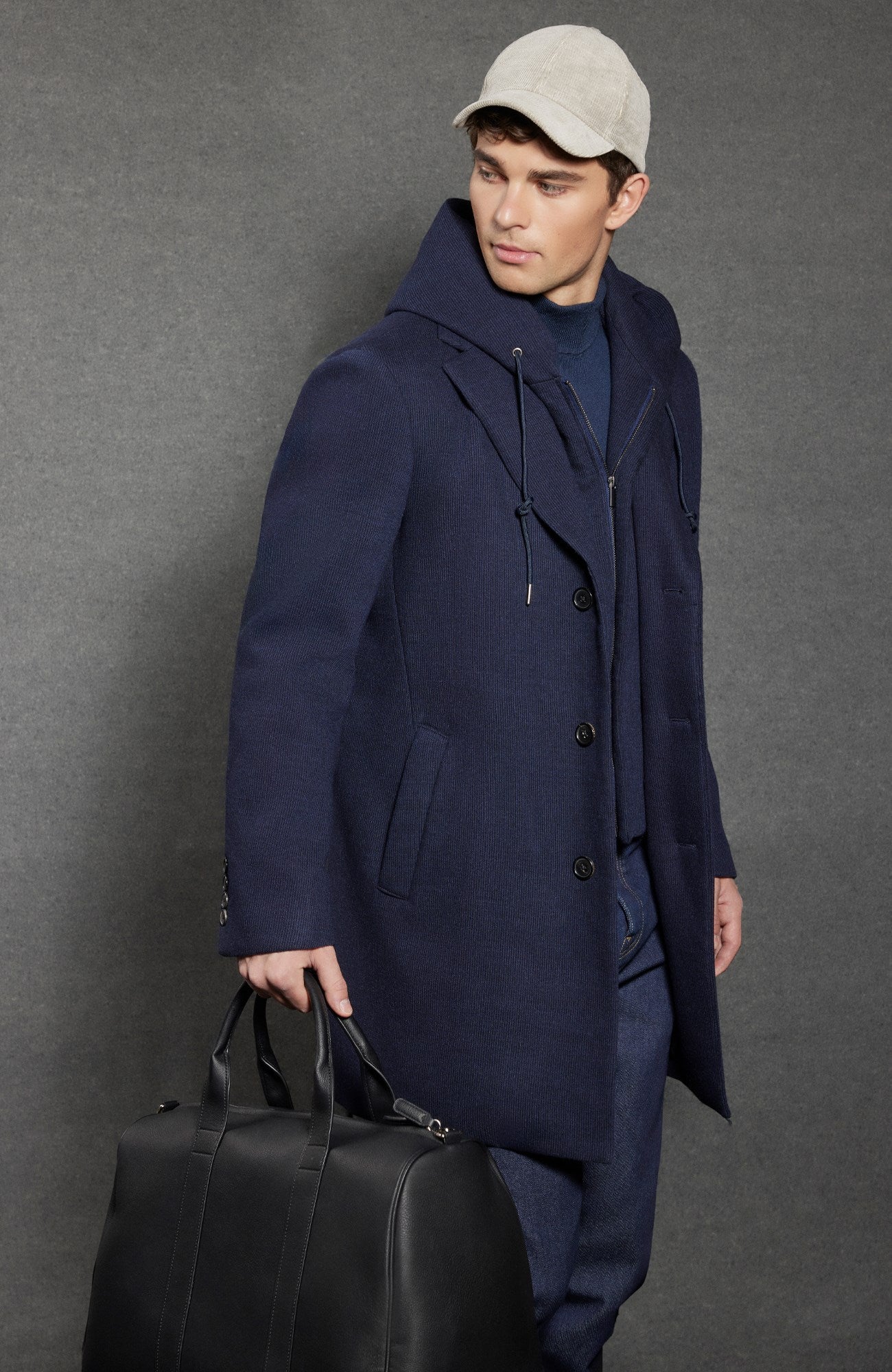 Tyson Navy Wool & Cashmere Topcoat