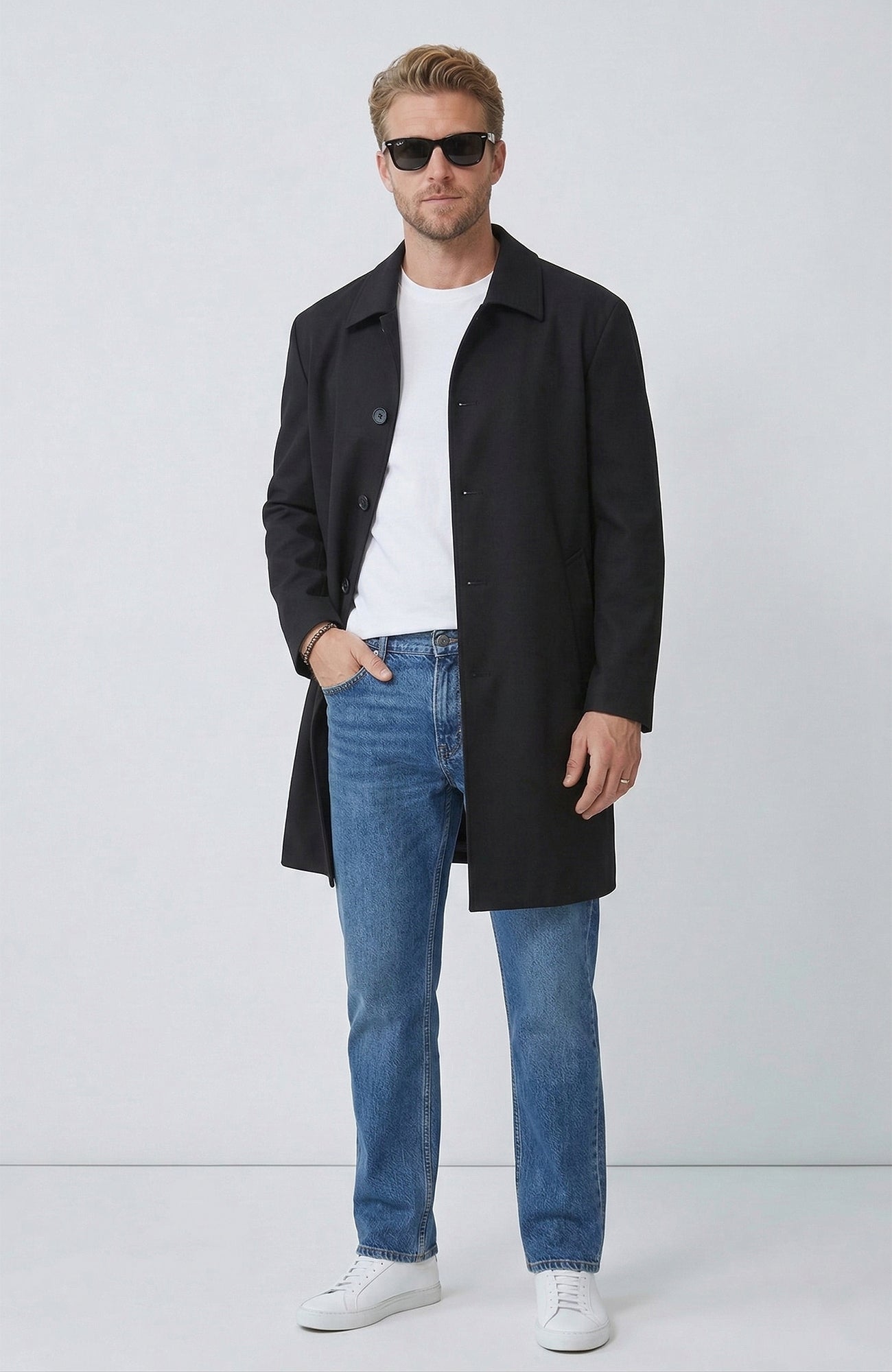 Jax Black Water Repellent Wool Coat 48R