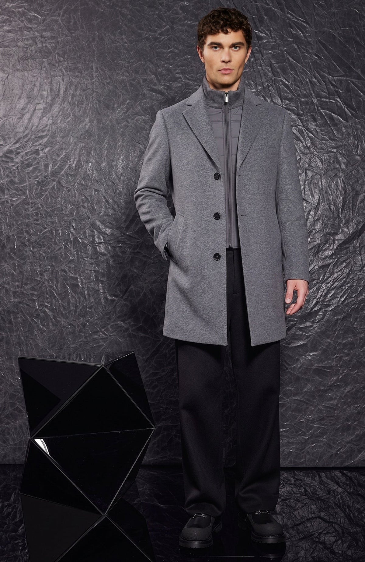 LeClaire Grey Wool & Cashmere Topcoat - MENS - Cardinal of Canada-US-LeClaire Grey Wool & Cashmere Topcoat
