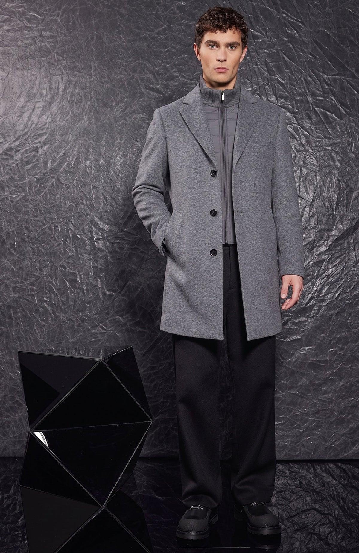 LeClaire Grey Wool & Cashmere Topcoat - MENS - Cardinal of Canada-US-LeClaire Grey Wool & Cashmere Topcoat