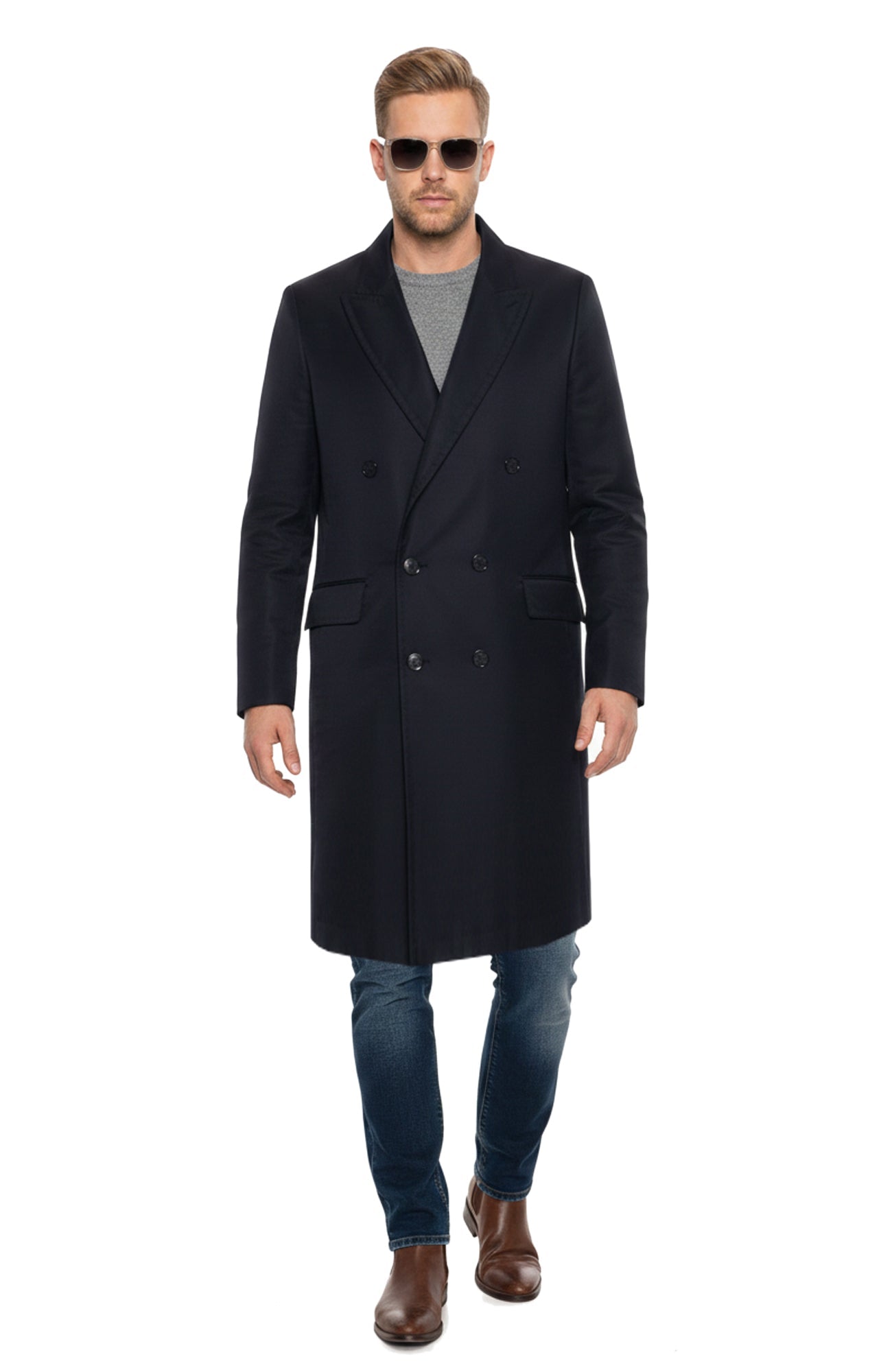 Leo Black Double Breast Raincoat - MENS - Cardinal of Canada - US - Leo Black Double Breast Raincoat