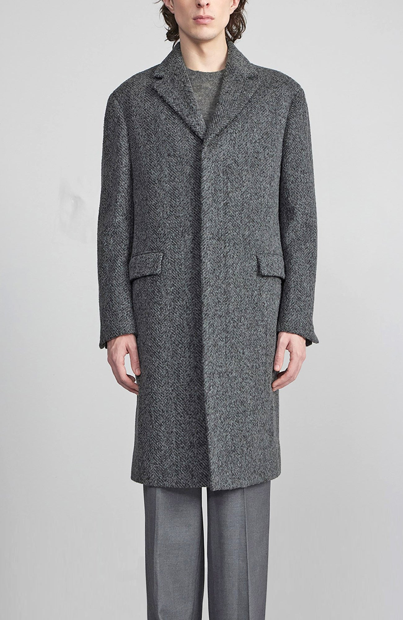 MERCER ALPACA & CASHMERE CHARCOAL HERRINGBONE TOPCOAT - MENS - Cardinal of Canada - US - MERCER ALPACA & CASHMERE CHARCOAL HERRINGBONE TOPCOAT