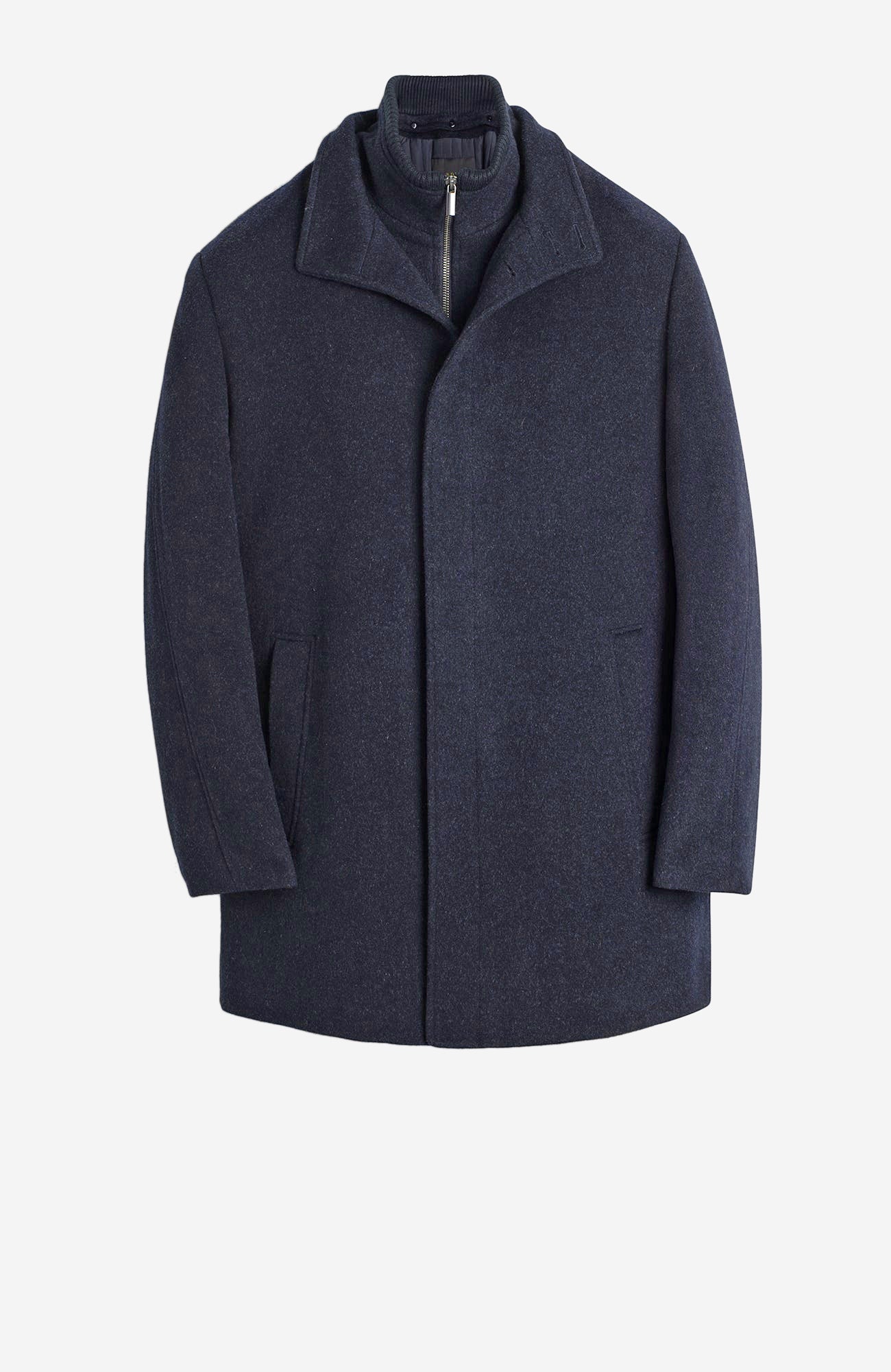 Mont-Royal Navy Melange Wool & Cashmere Car Coat