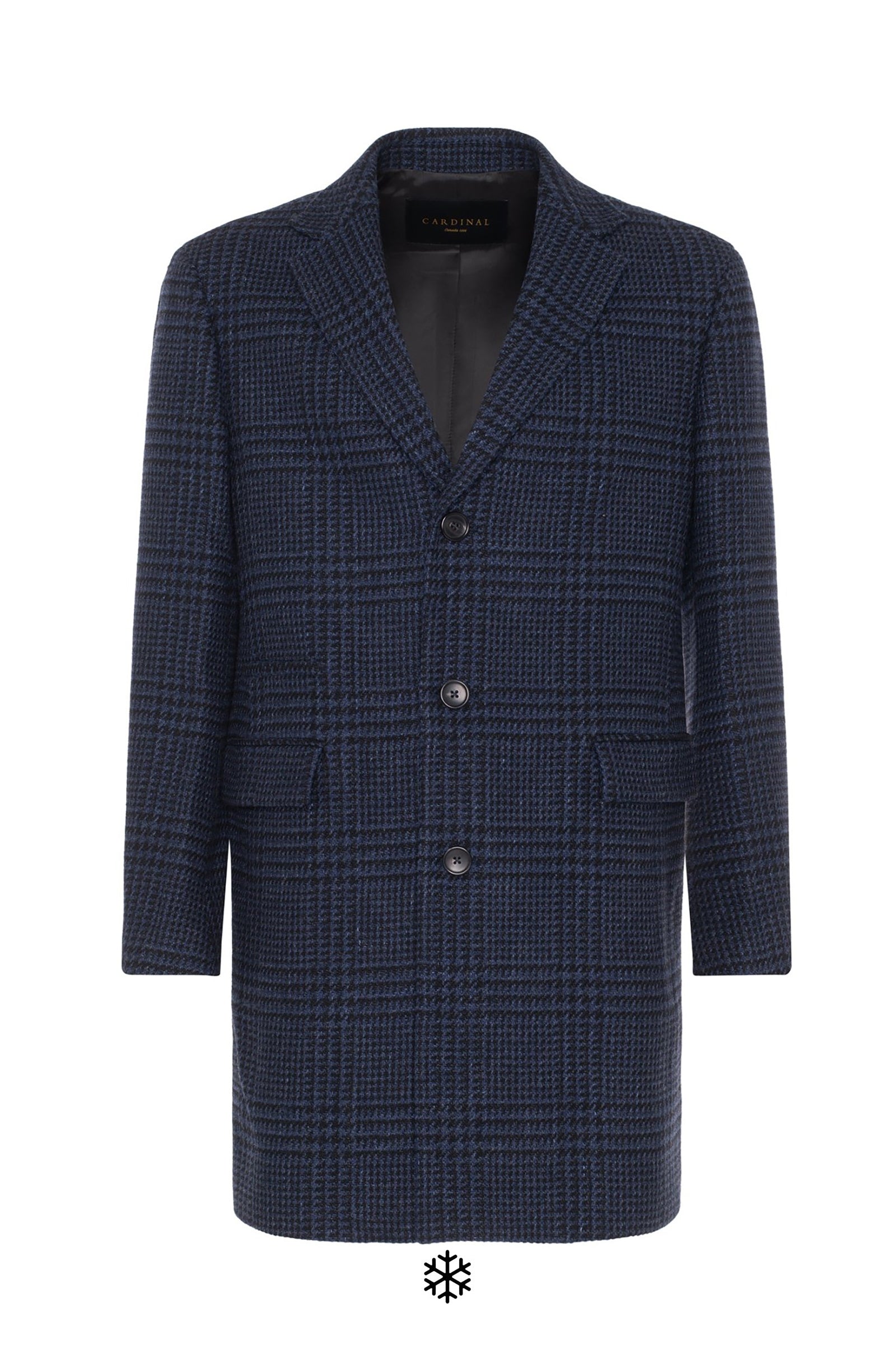 Sherwood - navy plaid topcoat 36 inch length