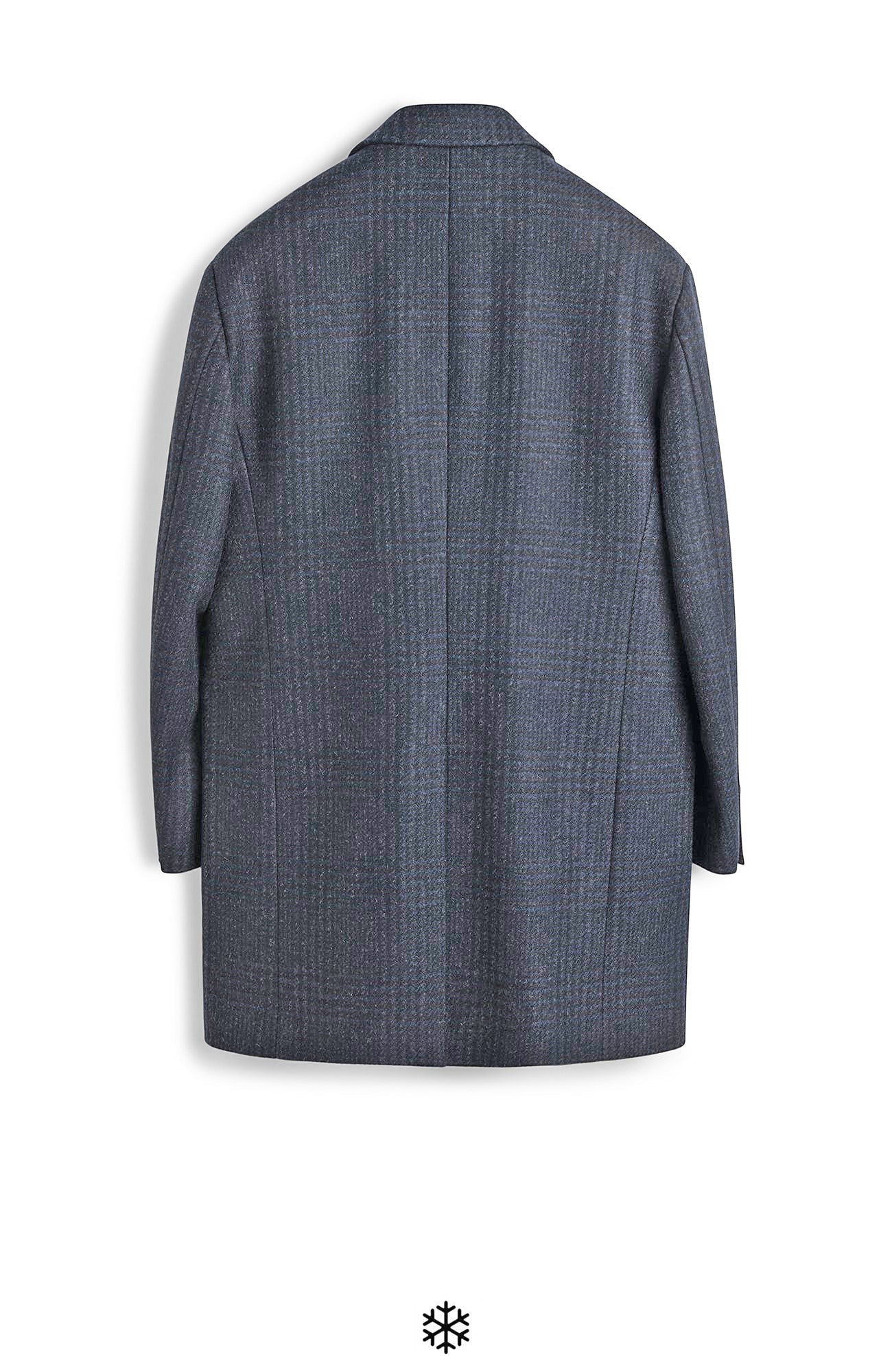 SHERWOOD NAVY PLAID WOOL TOPCOAT - MENS - Cardinal of Canada - US - SHERWOOD NAVY PLAID WOOL TOPCOAT