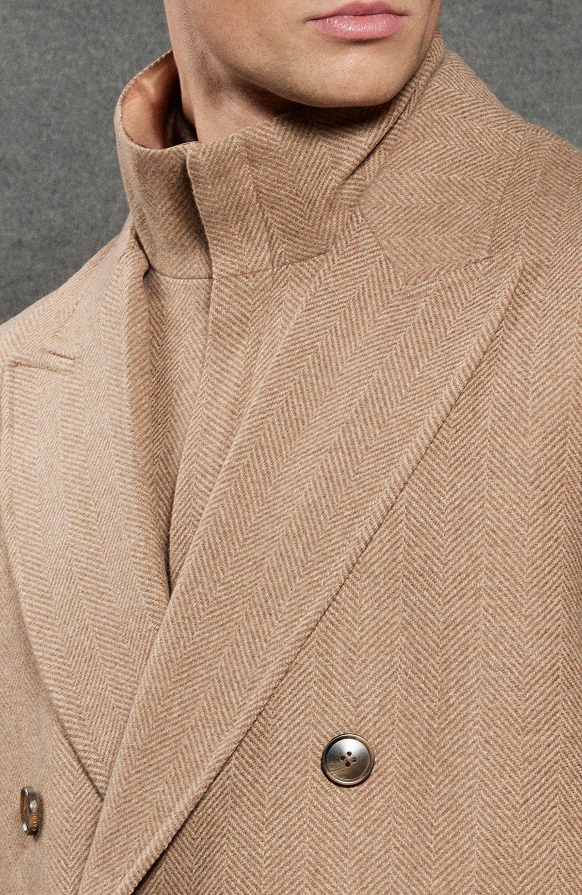 Steele Camel Heringbone Wool Topcoat - MENS - Cardinal of Canada-US-Steele Camel Heringbone Wool Topcoat