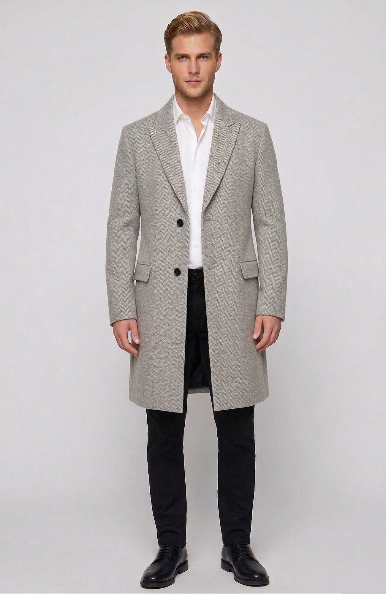 Sutton Stone Herringbone Wool & Cashmere Topcoat