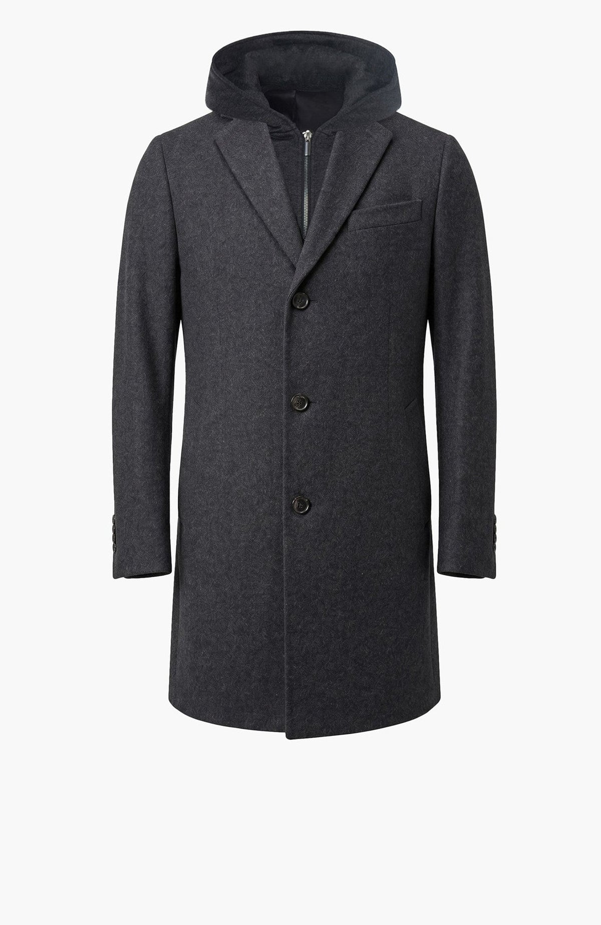 Titan Charcoal Wool & Cashmere Topcoat - MENS - Cardinal of Canada-US-Titan Charcoal Wool & Cashmere Topcoat