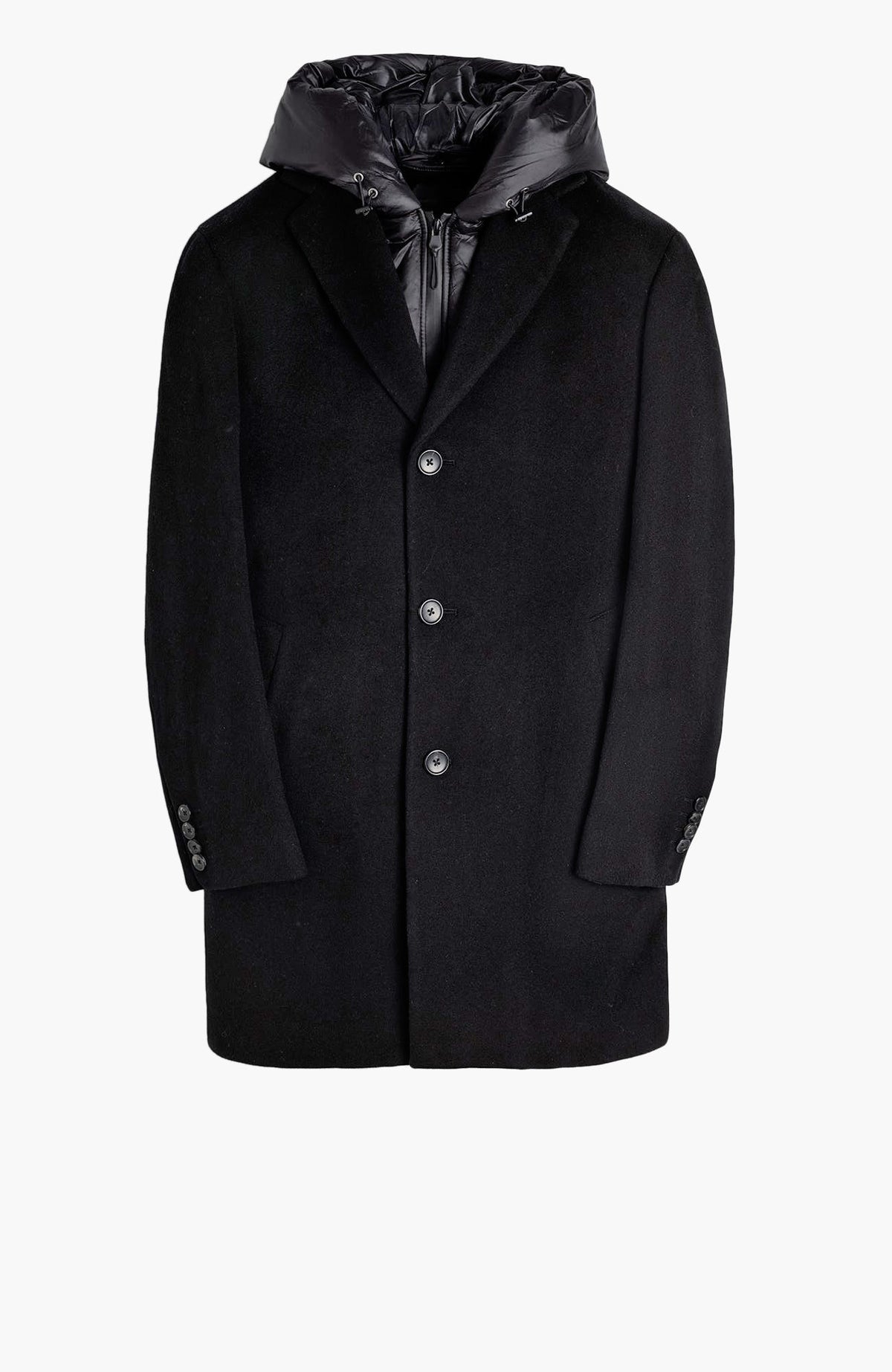 Trenton Black Wool & Cashmere Topcoat - Cardinal of Canada-US-Trenton Black Wool & Cashmere Topcoat