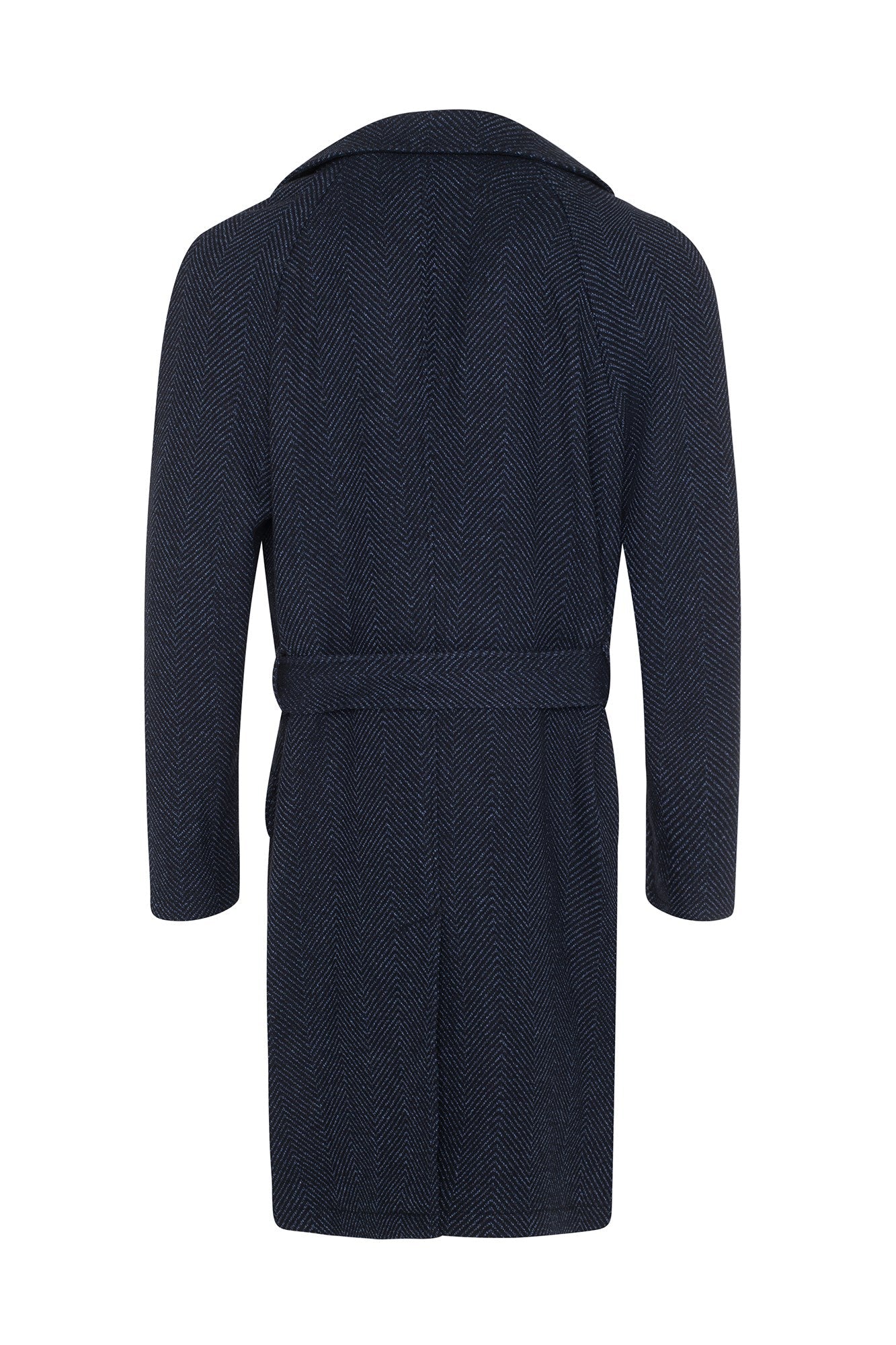 TATUM NAVY HERRINGBONE TOPCOAT - MENS - Cardinal of Canada-US-Tatum - navy herringbone wool topcoat 41 inch length
