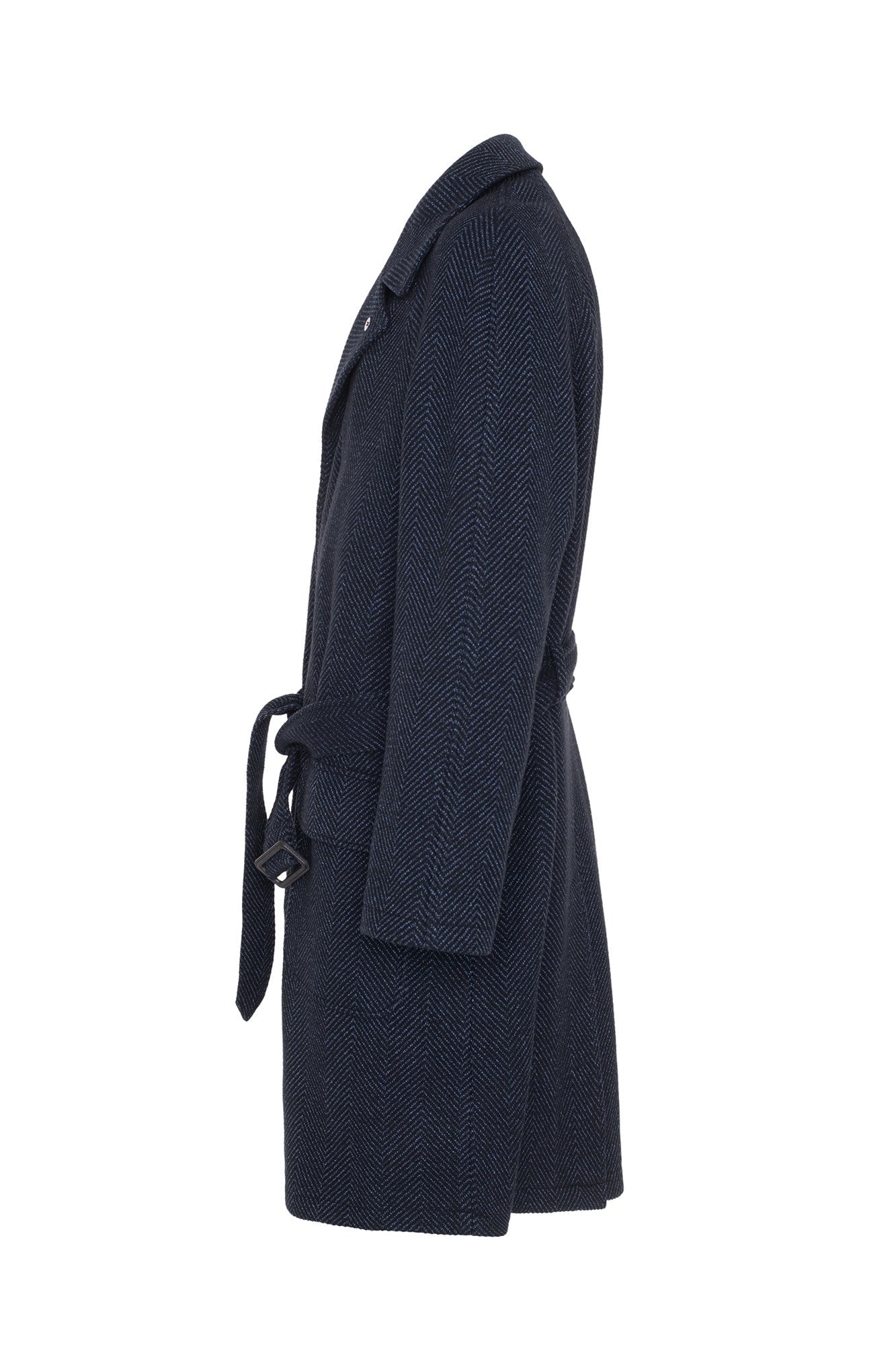 TATUM NAVY HERRINGBONE TOPCOAT - MENS - Cardinal of Canada-US-Tatum - navy herringbone wool topcoat 41 inch length