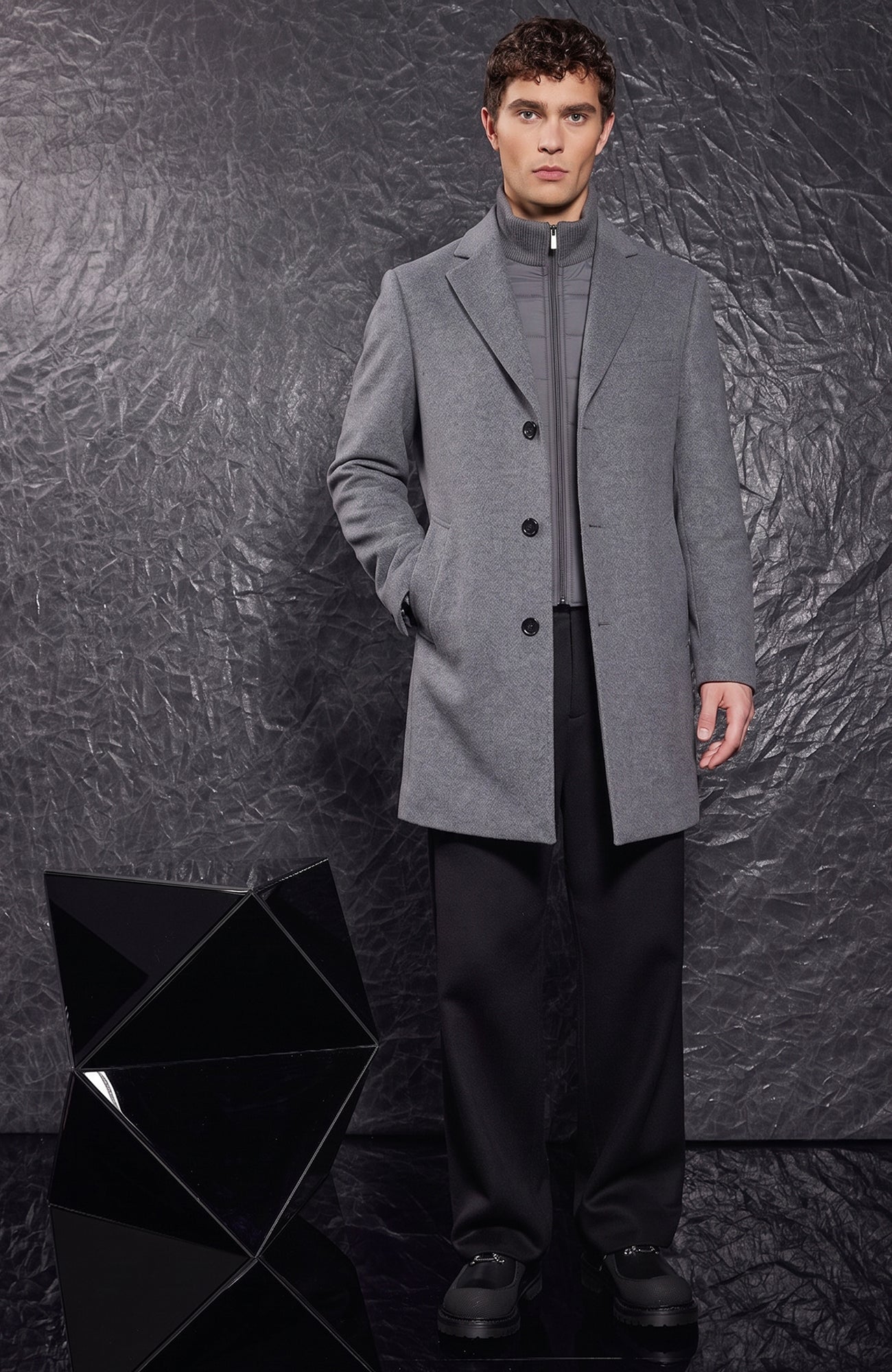 LeClaire Grey Wool & Cashmere Topcoat
