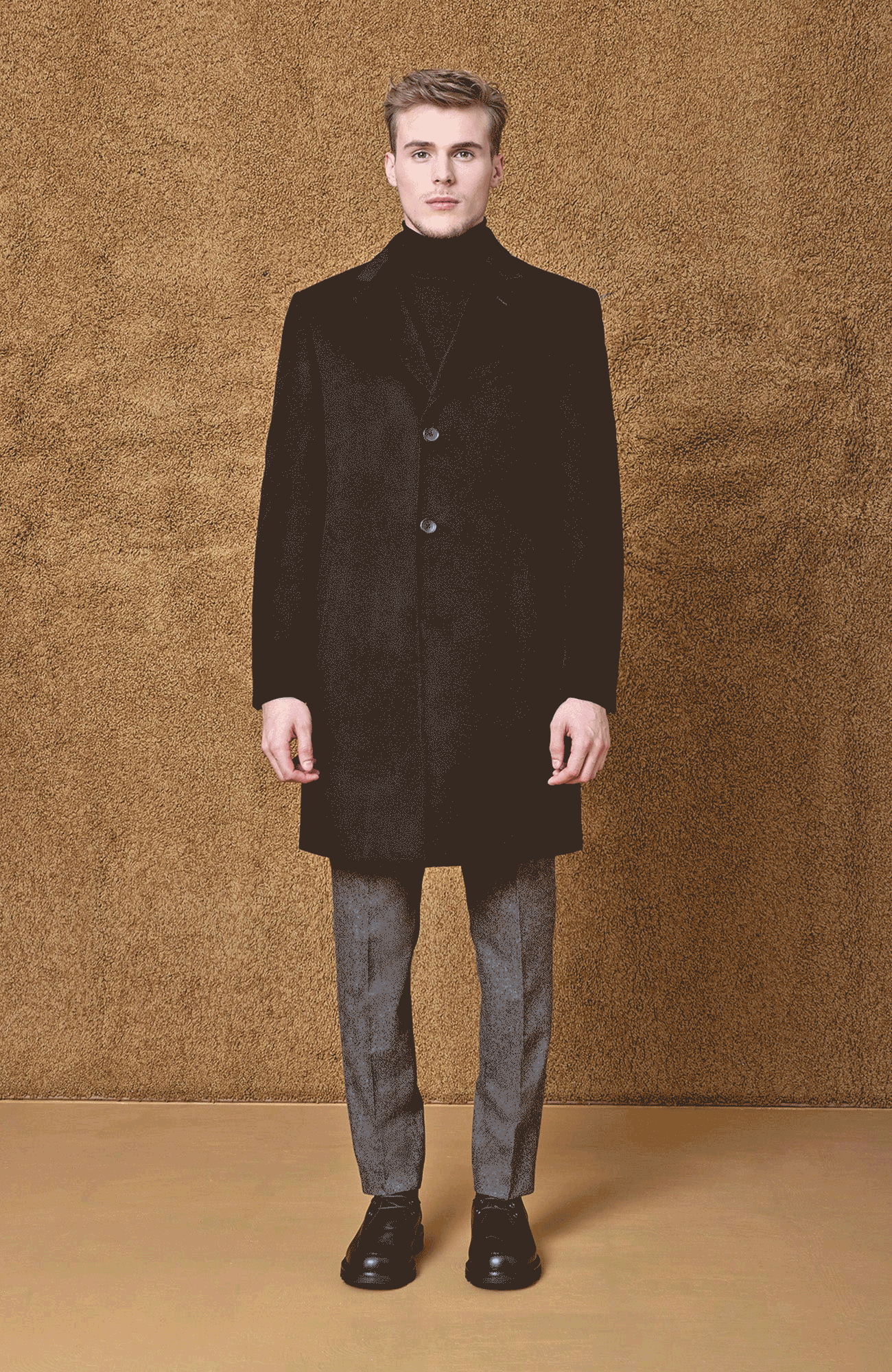 ST-PIERRE BLACK CASHMERE TOPCOAT