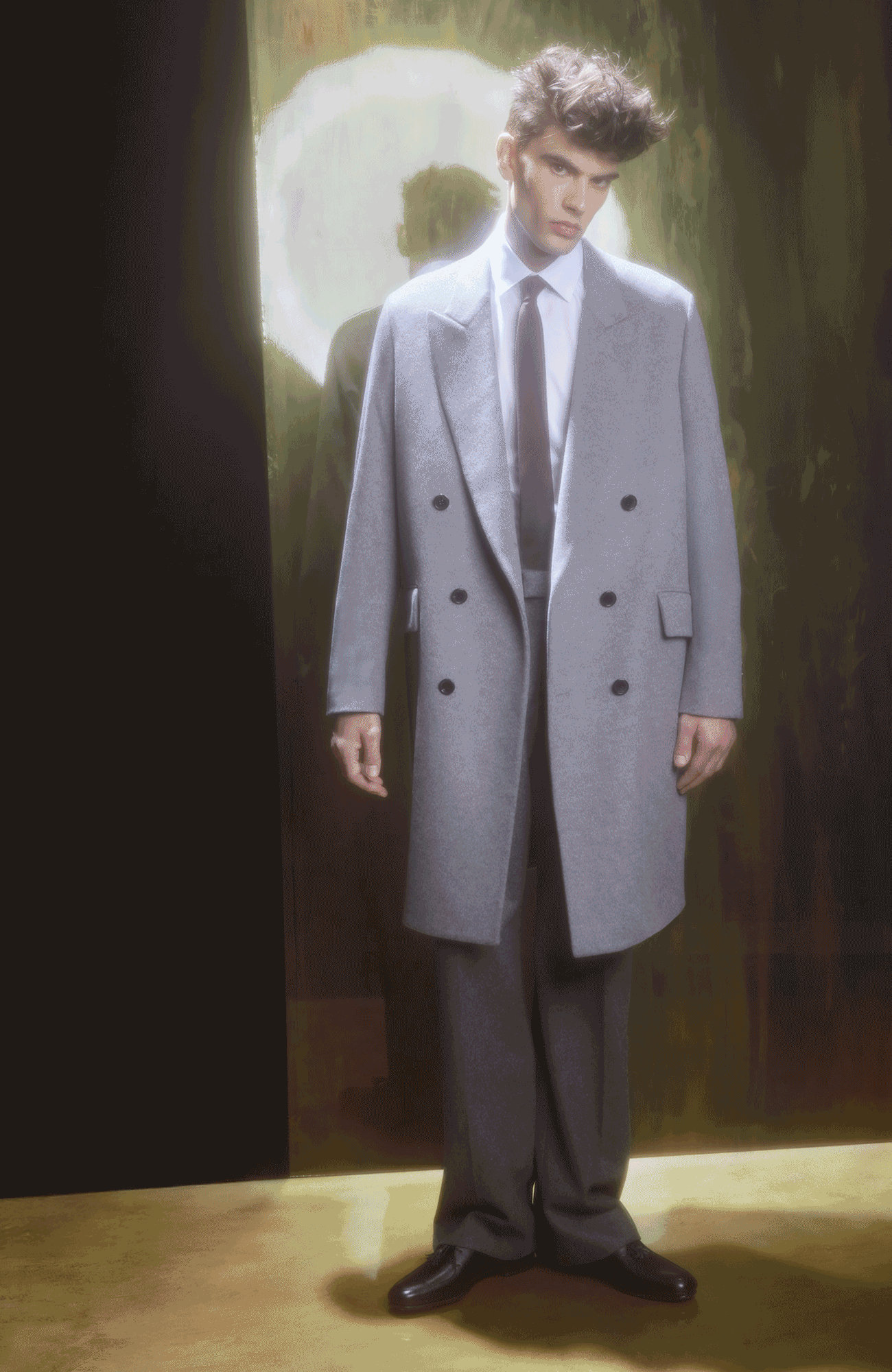 THOMAS WOOL & CASHMERE GREY OVERCOAT