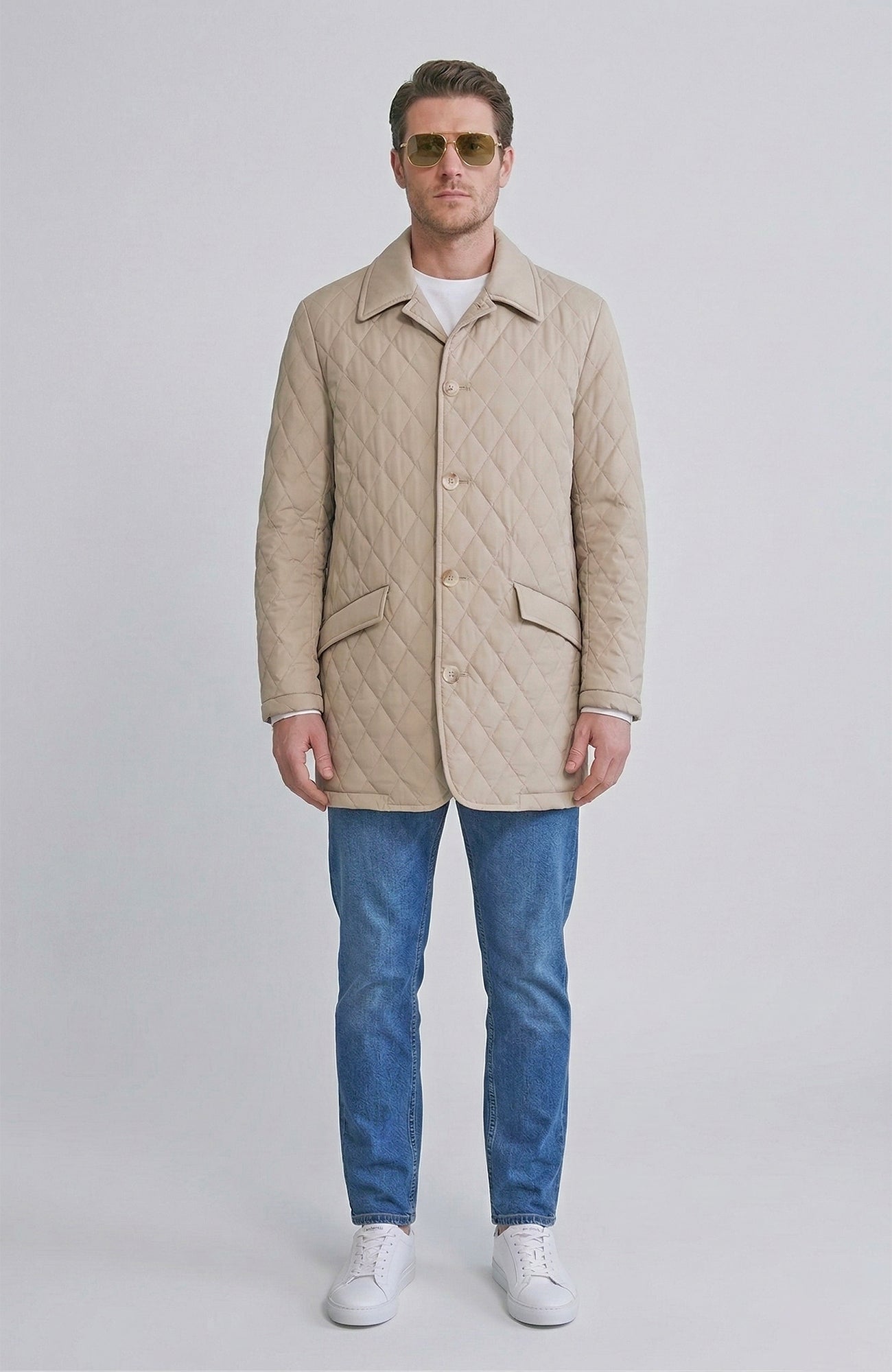 Byron Tan Diamond Quilted Carcoat