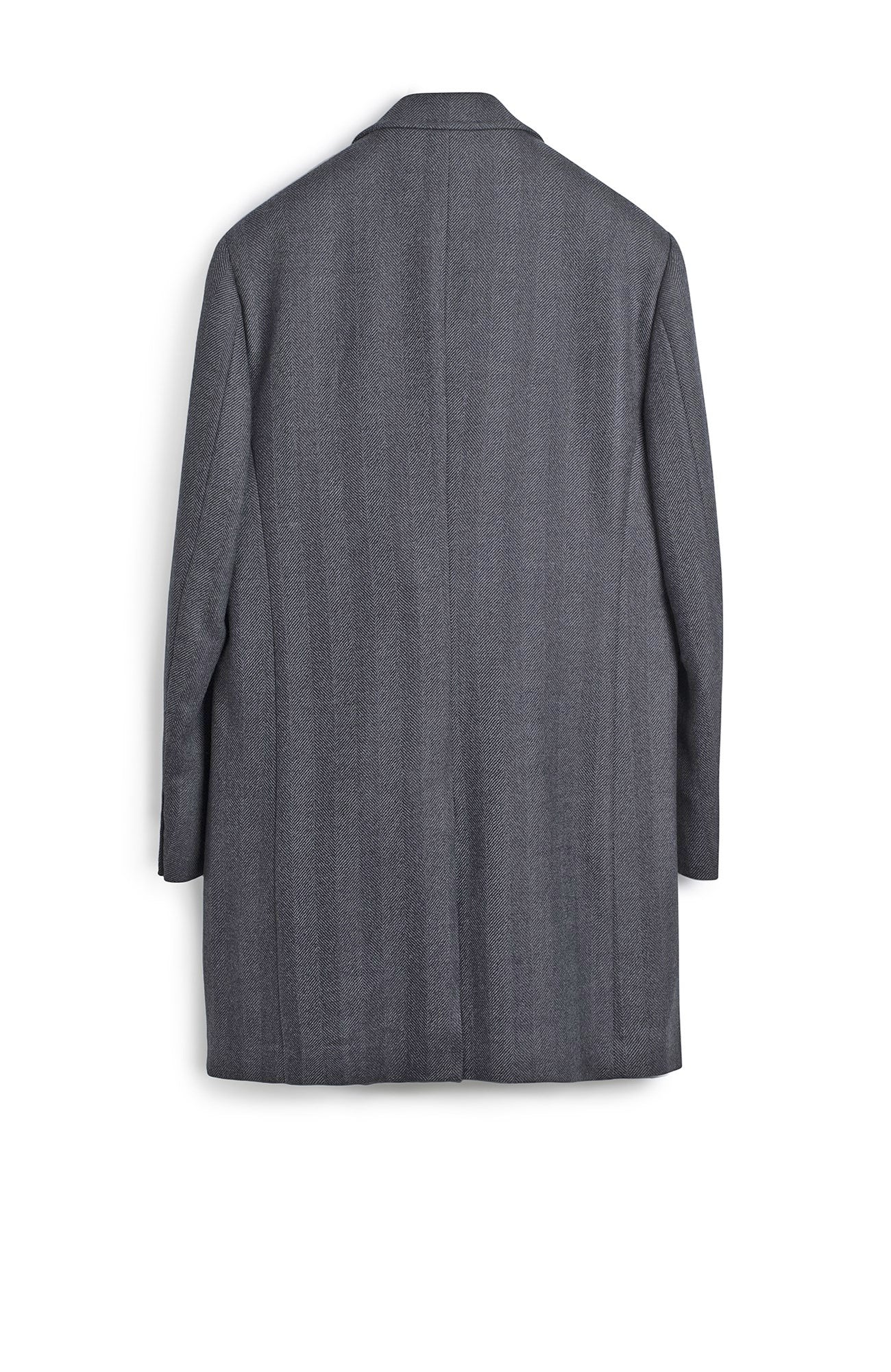 STEDWELL CHARCOAL HERRINGBONE WOOL TOPCOAT