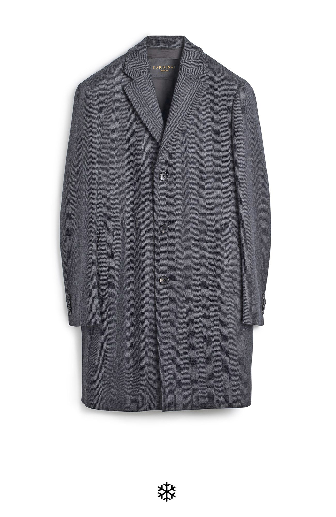 STEDWELL CHARCOAL HERRINGBONE WOOL TOPCOAT
