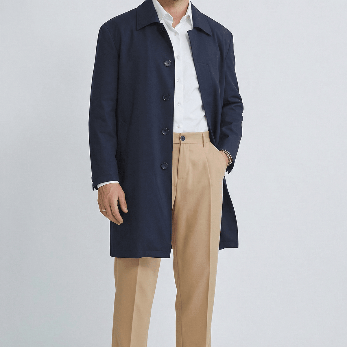 Jax Single Breast Navy Topcoat