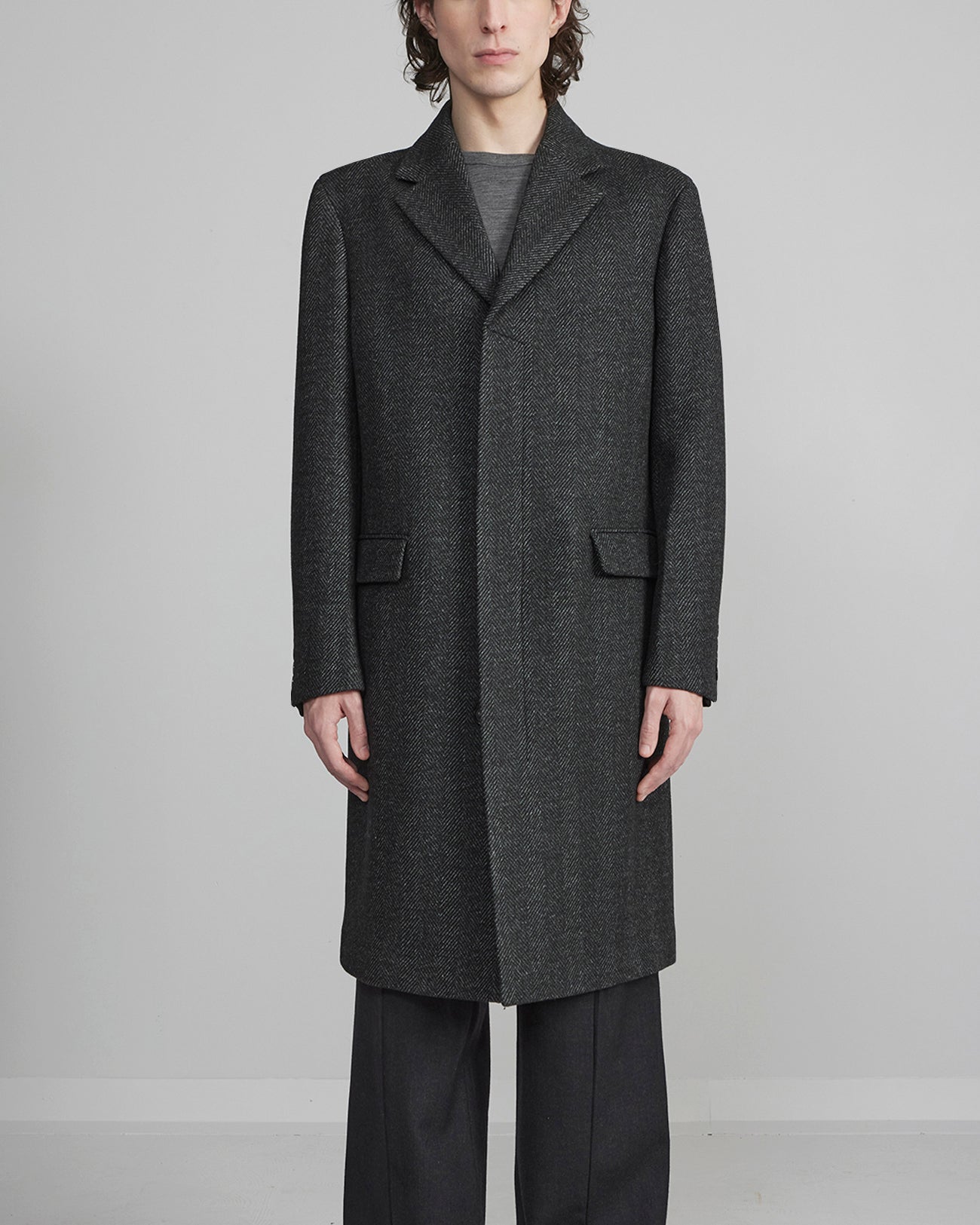 Sacari shops charcoal herringbone coat NWOT