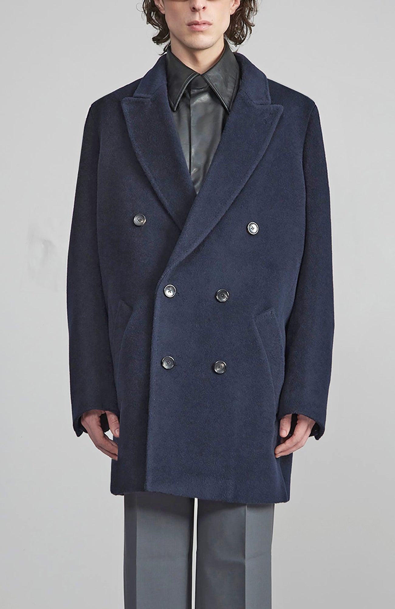LOGAN  DOUBLE BREAST NAVY WOOL TOPCOAT