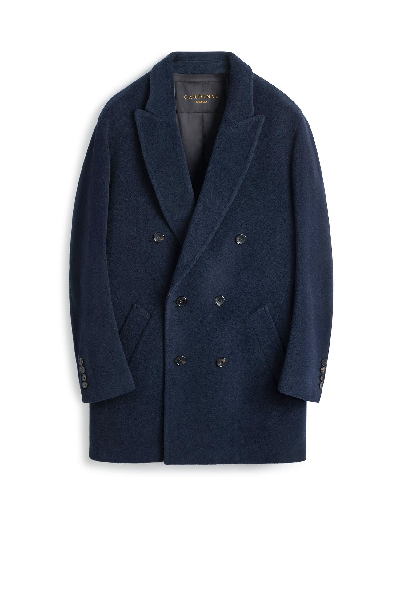 LOGAN DOUBLE BREAST NAVY WOOL TOPCOAT - MENS - Cardinal of Canada - US - LOGAN DOUBLE BREAST NAVY WOOL TOPCOAT