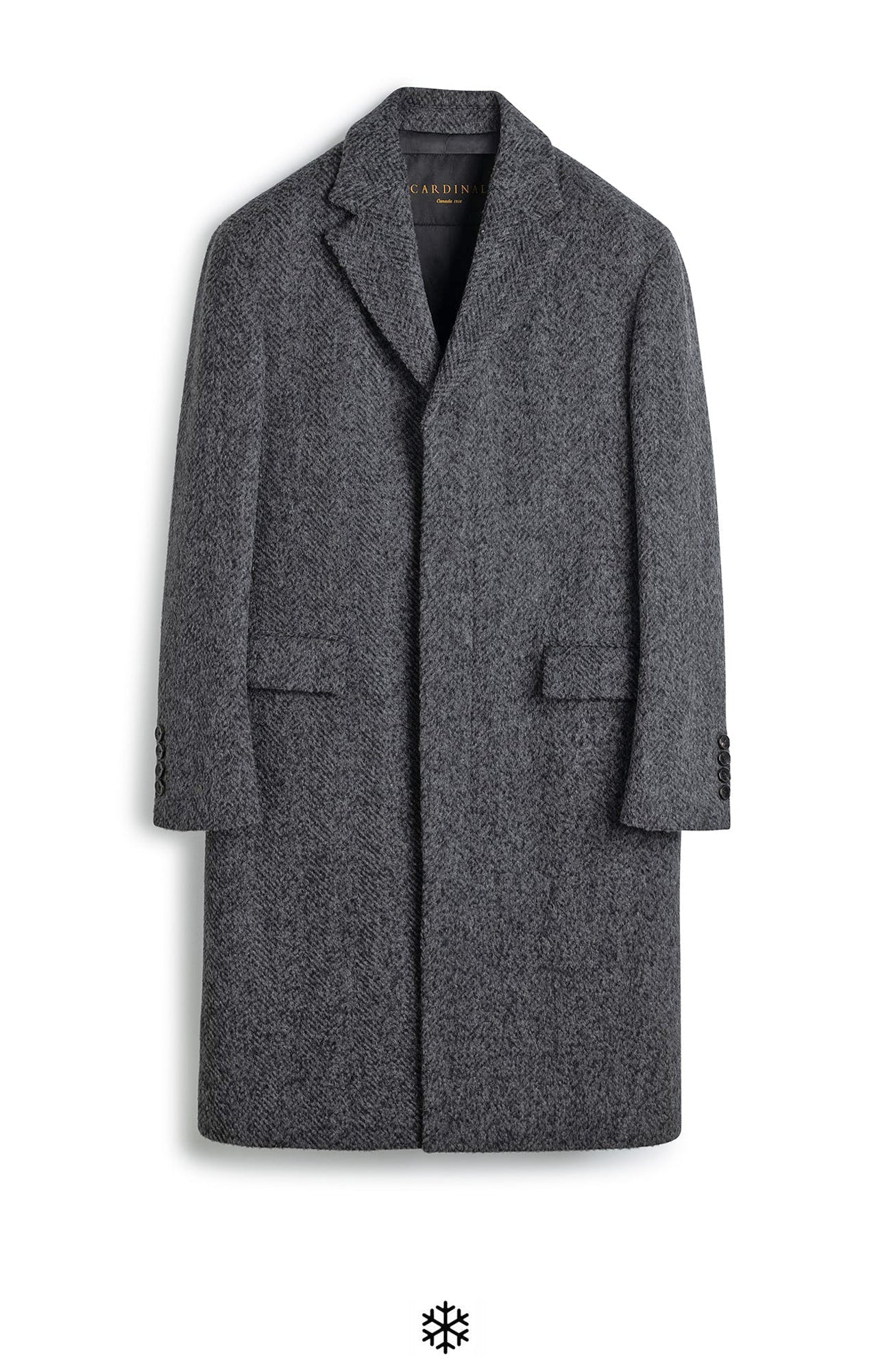 MERCER ALPACA & CASHMERE CHARCOAL HERRINGBONE TOPCOAT