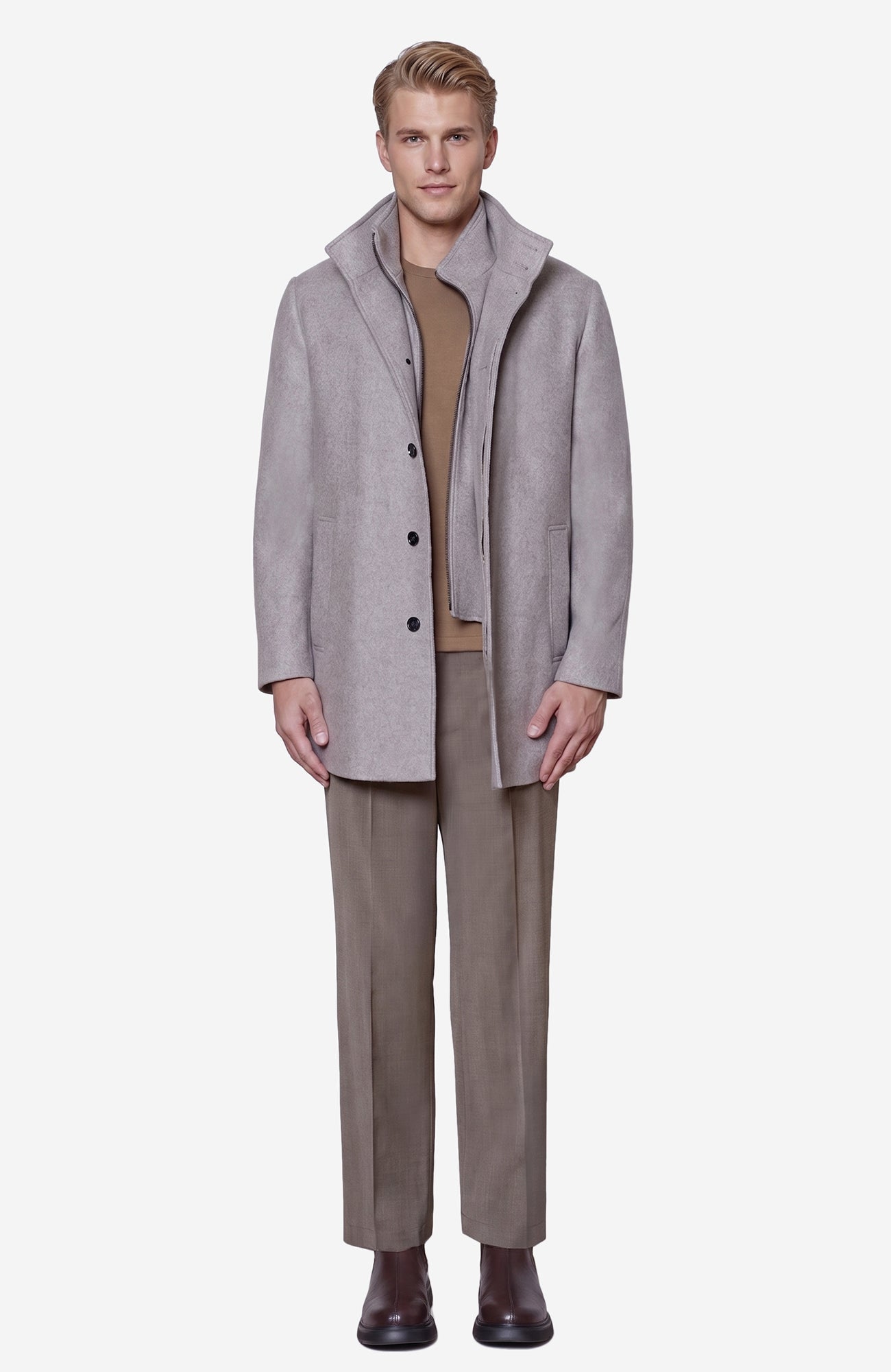 Mont-Royal Taupe Wool & Cashmere Car Coat