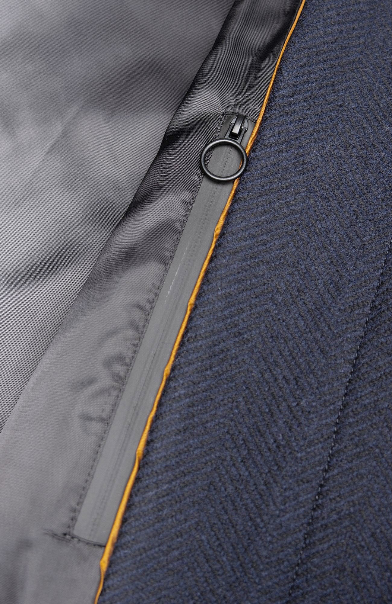 PLATINUM NAVY HERRINGBONE WOOL OVERCOAT