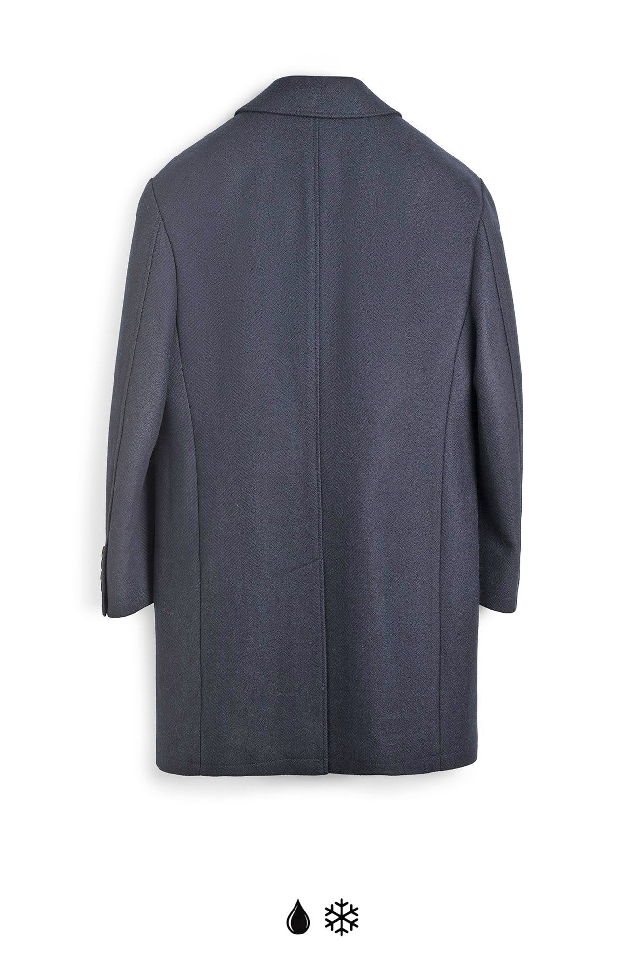 PLATINUM NAVY HERRINGBONE WOOL OVERCOAT