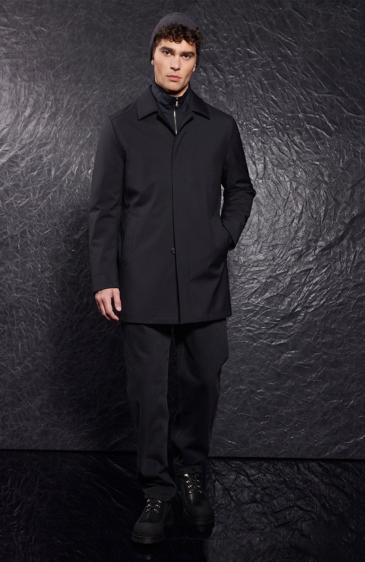 Samson Black Wool City Coat - MENS - Cardinal of Canada-US-Samson Black Wool City Coat