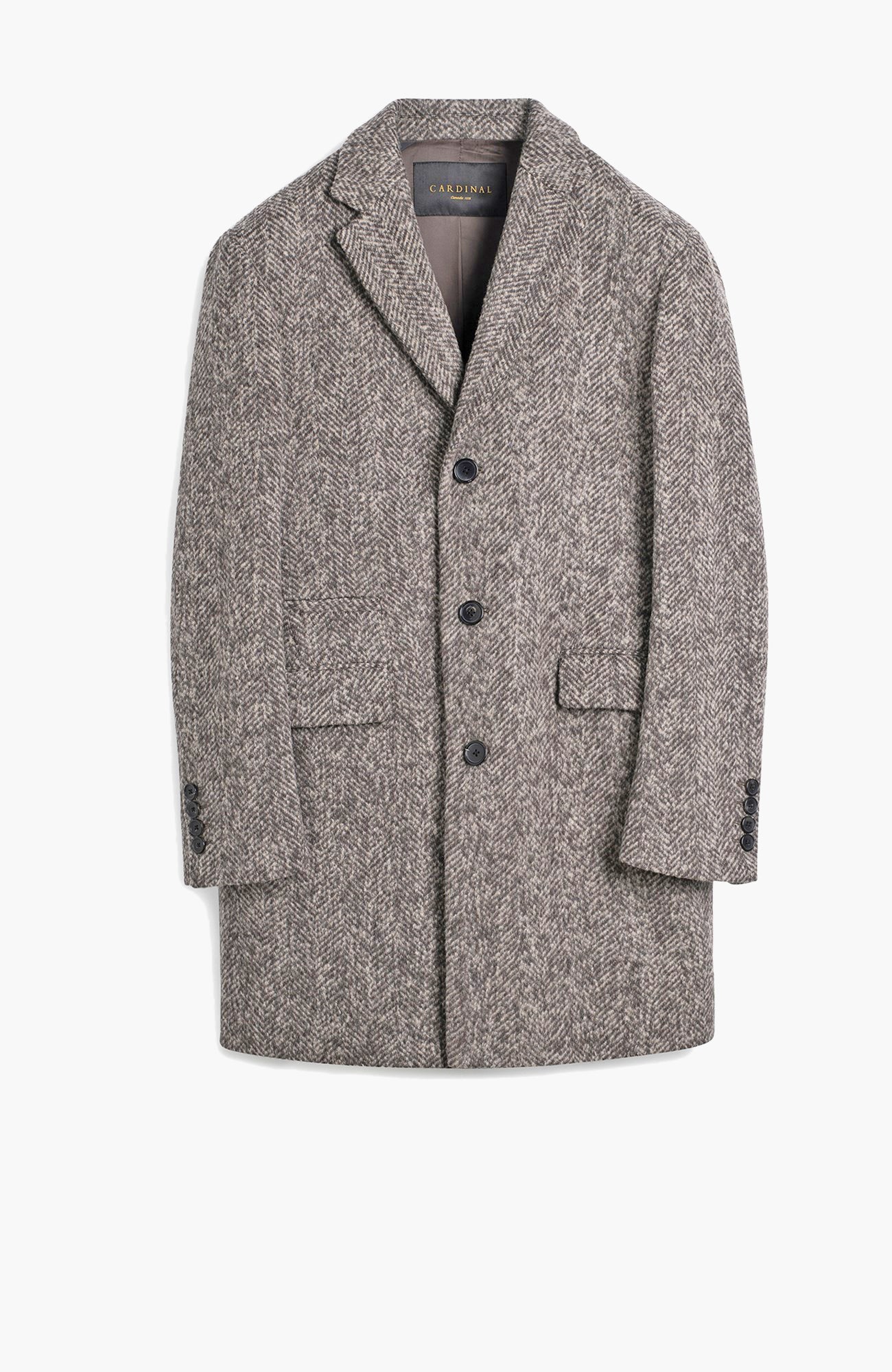 Sherwood Taupe Herringbone Wool & Alpaca Topcoat