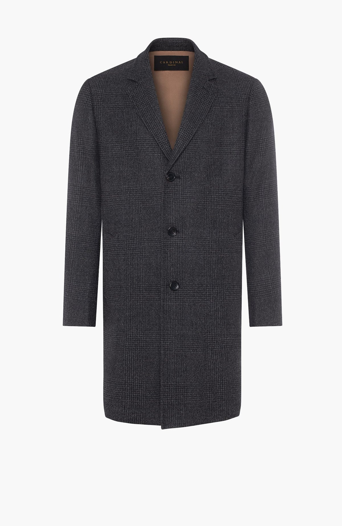 Stedwell Charcoal Plaid Wool Topcoat - MENS - Cardinal of Canada-US-Stedwell Charcoal Plaid Wool Topcoat