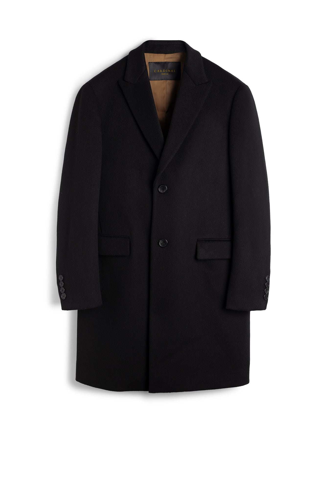 SUTTON BLACK WOOL OVERCOAT - MENS - Cardinal of Canada - US - Sutton - Black wool topcoat 38 inch length