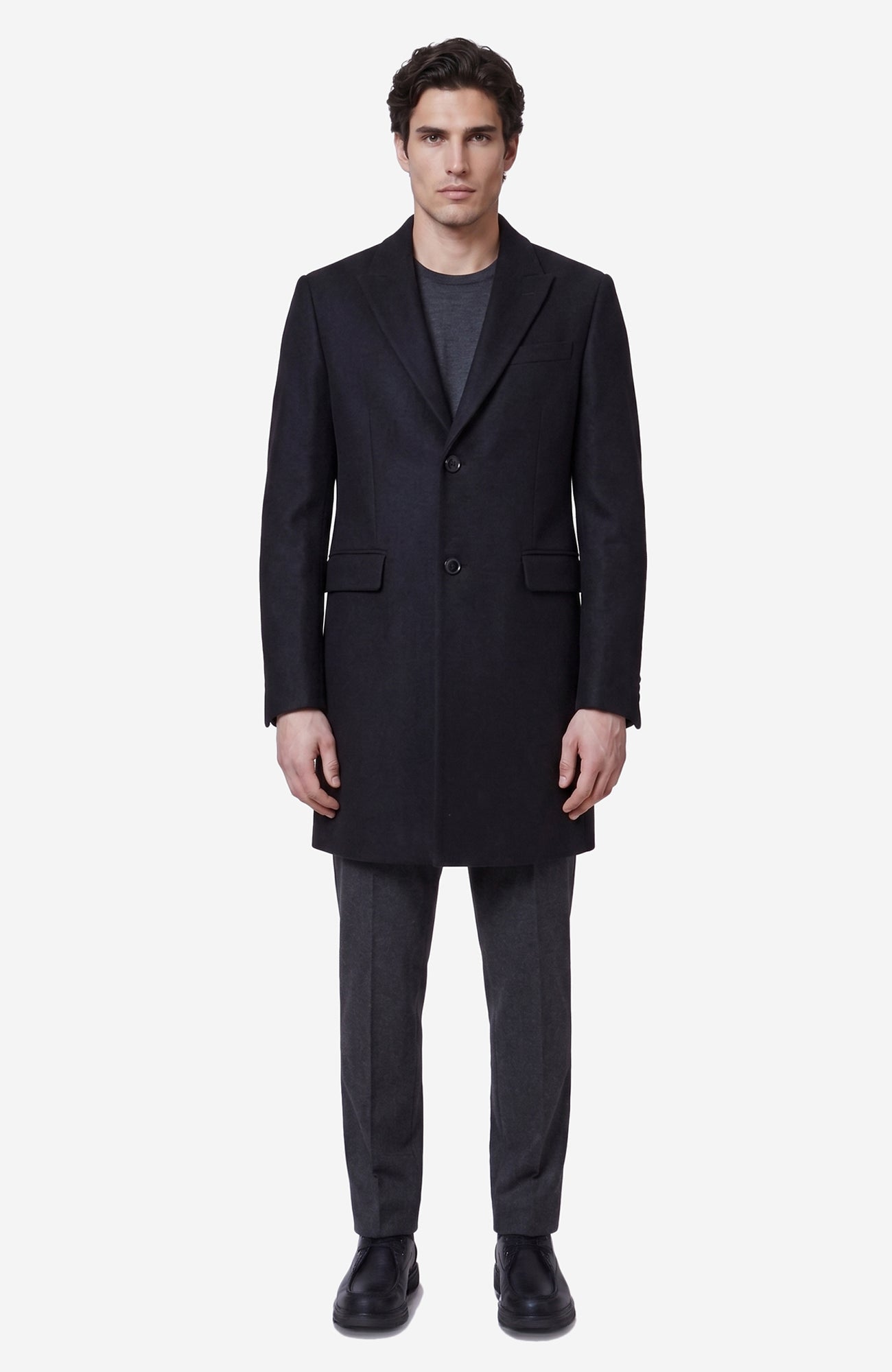 Sutton Black Wool Topcoat