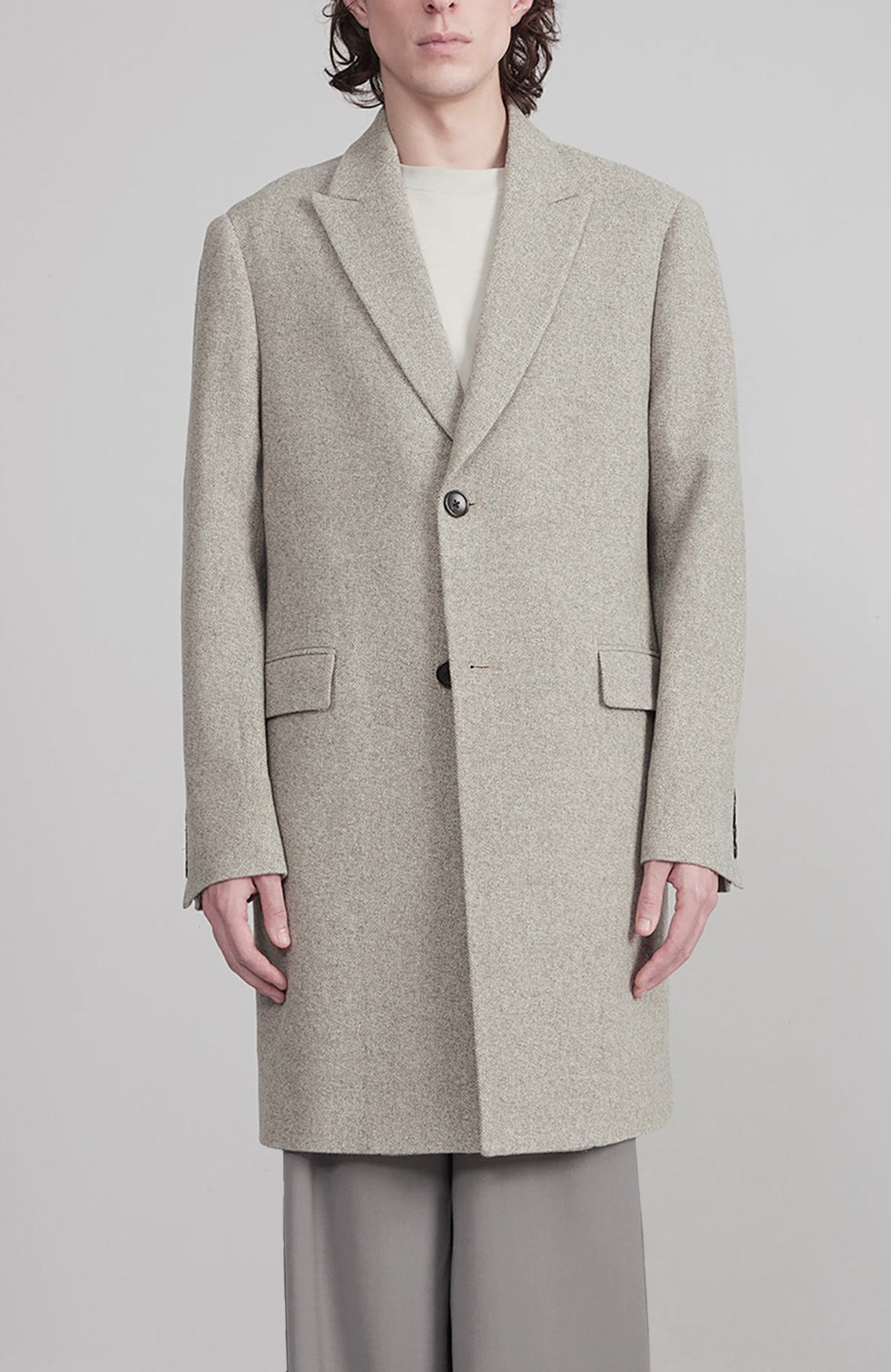 SUTTON STONE HERRINGBONE WOOL & CASHMERE TOPCOAT