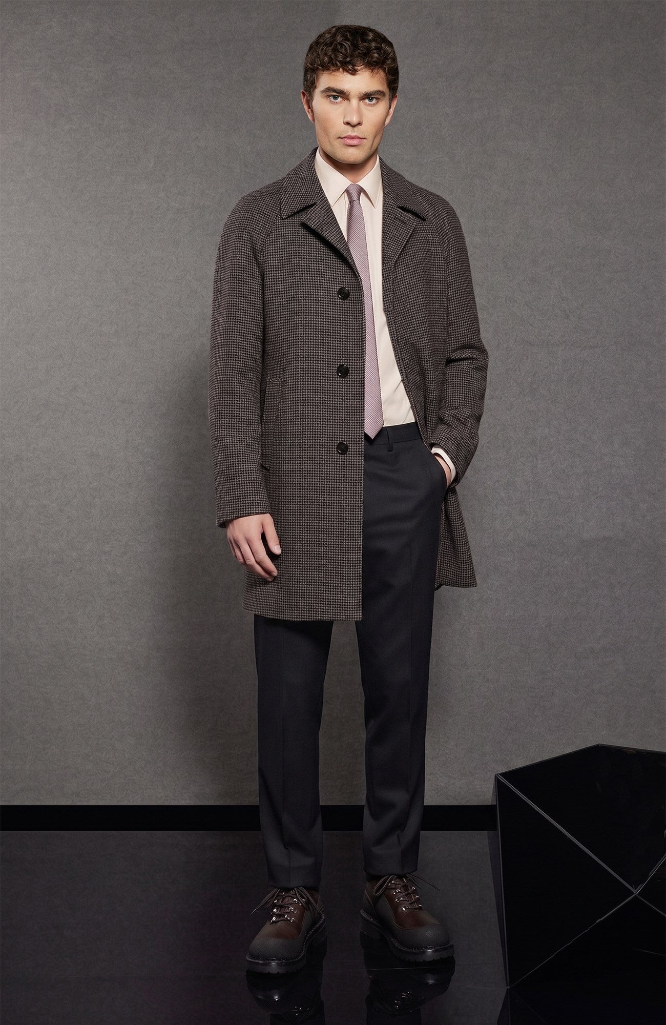 Taylor Brown Houndstooth Wool Topcoat - MENS - Cardinal of Canada-US-Taylor Brown Houndstooth Wool Topcoat