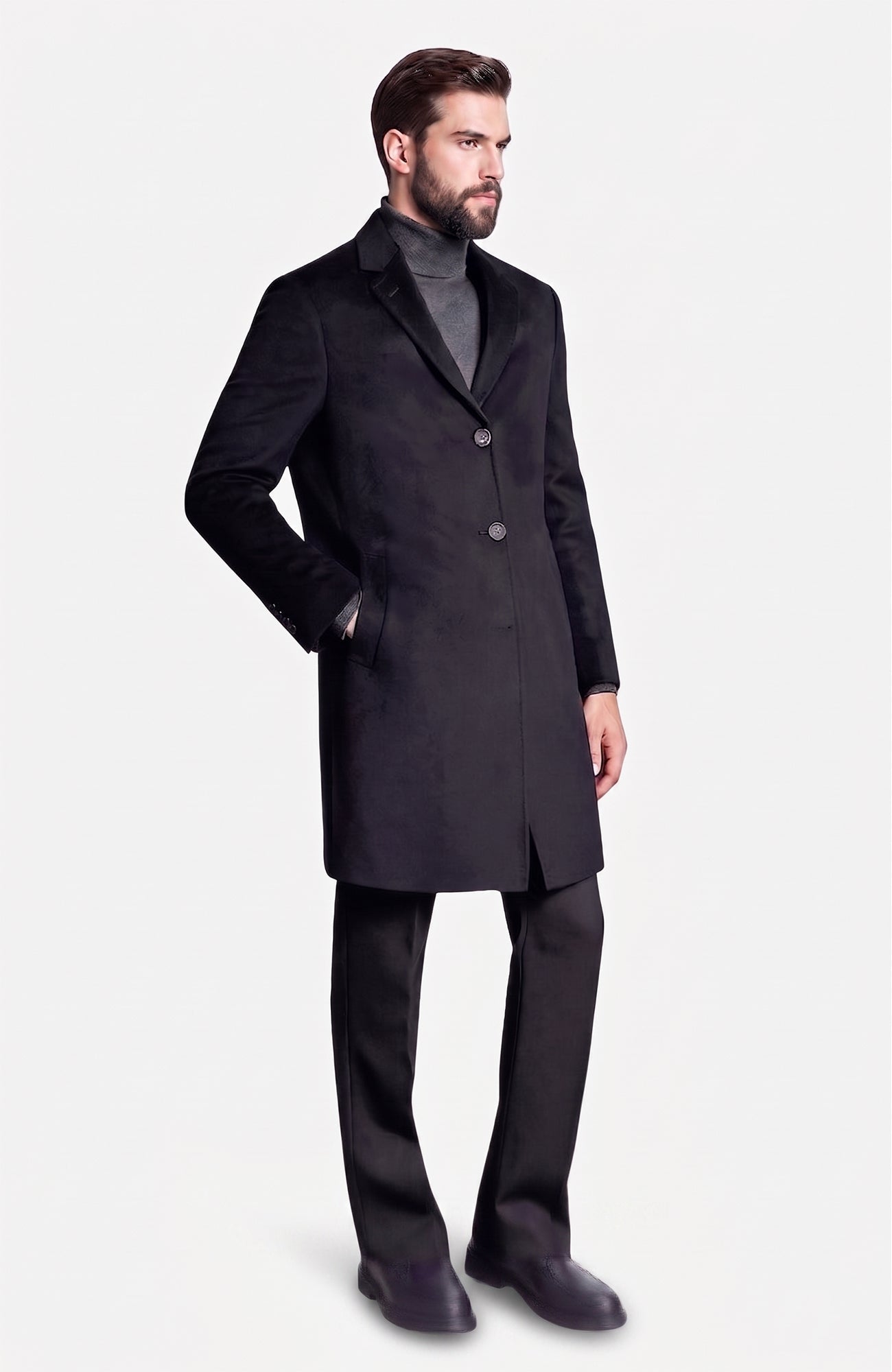 The St. Pierre Black Cashmere Topcoat