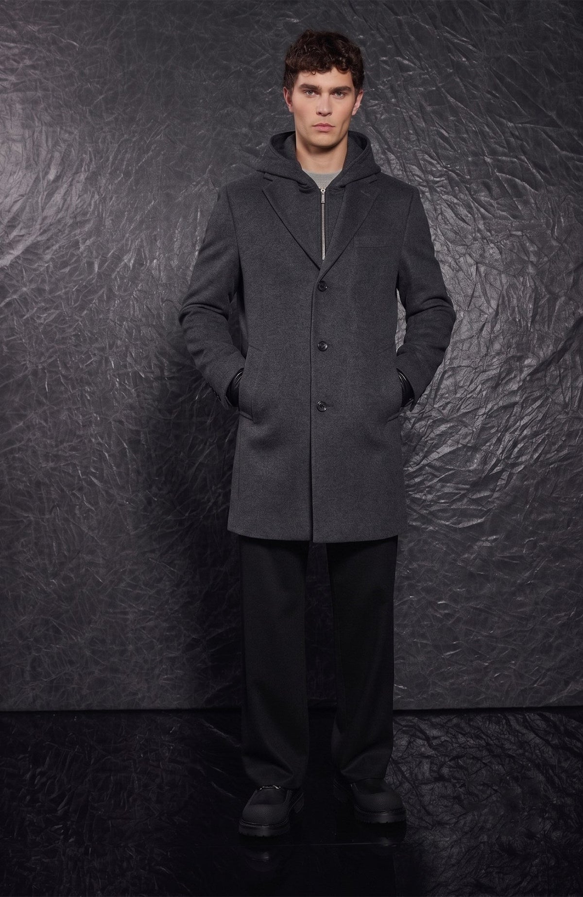 Titan Charcoal Wool & Cashmere Topcoat - MENS - Cardinal of Canada-US-Titan Charcoal Wool & Cashmere Topcoat